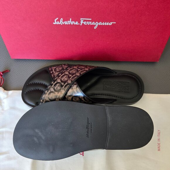 Salvatore Ferragamo All Over Gancio Gancini Slides Sandals - Picture 8 of 9